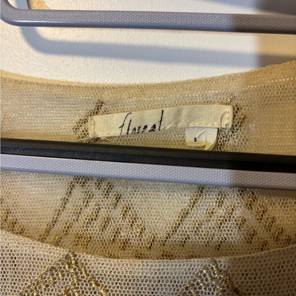 Anthropologie Floreat Gray and Gold Patterned Blouse - Picture 2 of 6